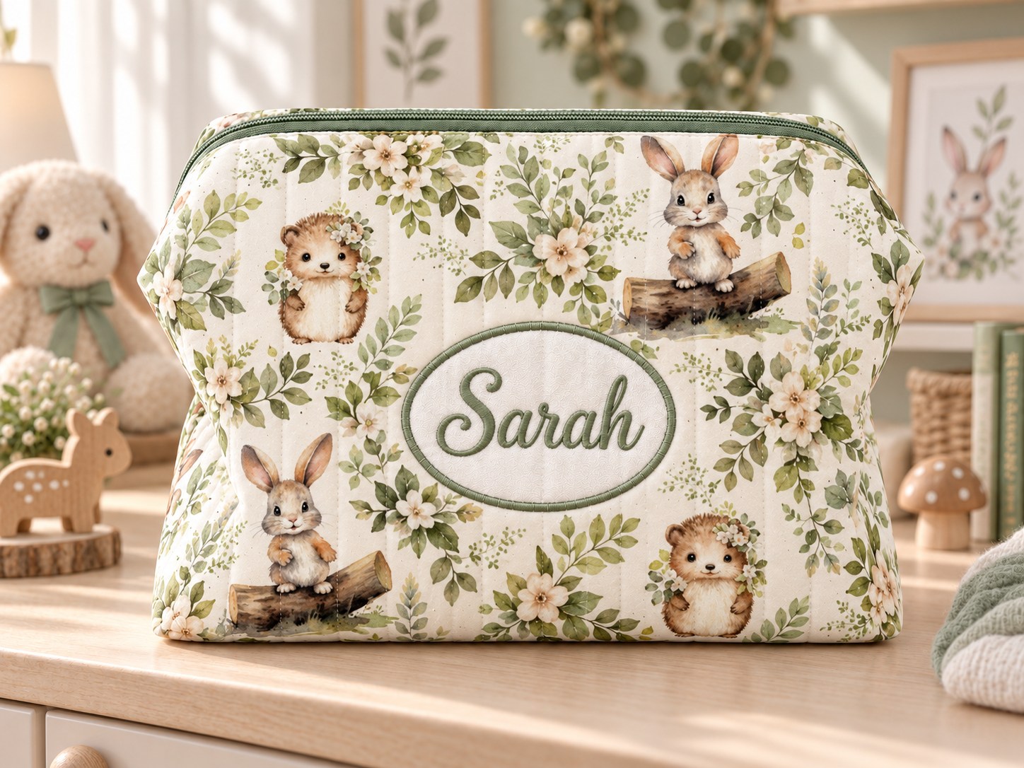 Grande trousse Sarah — Lapins, oursons et feuillages